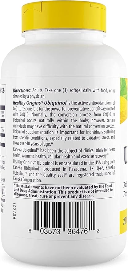Healthy Origins Ubiquinol (Active Form of CoQ10), 200 mg - Activated Form of CoQ10 - Kaneka Ubiquinol Supplements for Heart Health & Antioxidant Support - Gluten-Free & Non-GMO - 150 Softgels