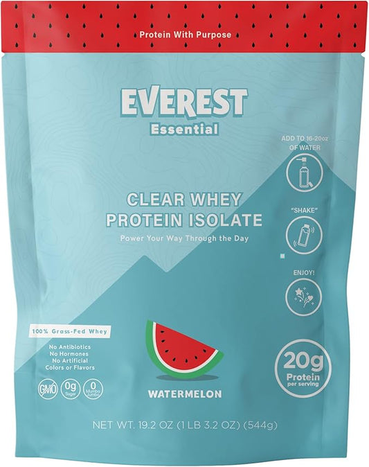 100% Grass-Fed Protein Powder (20 Servings), Watermelon, Zero Sugar, Lactose-Free, Electrolyte-Infused, Grass-Fed Whey Protein Isolate, Natural Flavor, 20g Protein per Serving
