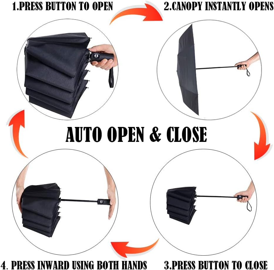 LLanxiry Compact Travel Umbrella, Mini Windproof Umbrellas for Rain & Sun, Small Lightweight Outdoor UV Umbrella, Portable Folding Umbrellas for Travel