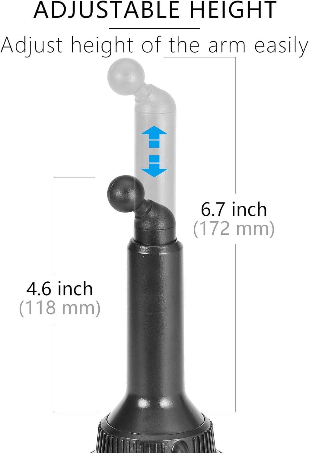 1Zero Solid GPS Cup Holder Mount for Garmin [Adjustable Arm], Replacement Car Truck Cupholder Ball Mount Compatible with Garmin Nuvi Drivesmart RV Dezl Drive Zumo Driveassist DriveLuxe Navigator