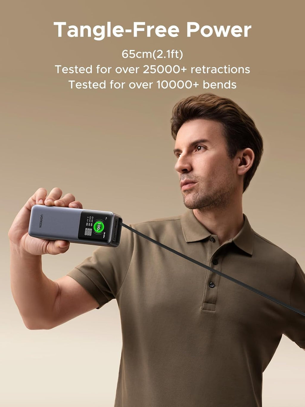 UGREEN Nexode Power Bank 20000mAh 165W with Built-in USB C Cable Laptop Travel Portable Charger, 100W Input, Fast Charging for MacBook Pro/Air/iPhone 16/iPad Pro/Galaxy S25 Ultra/Dell/HP and More