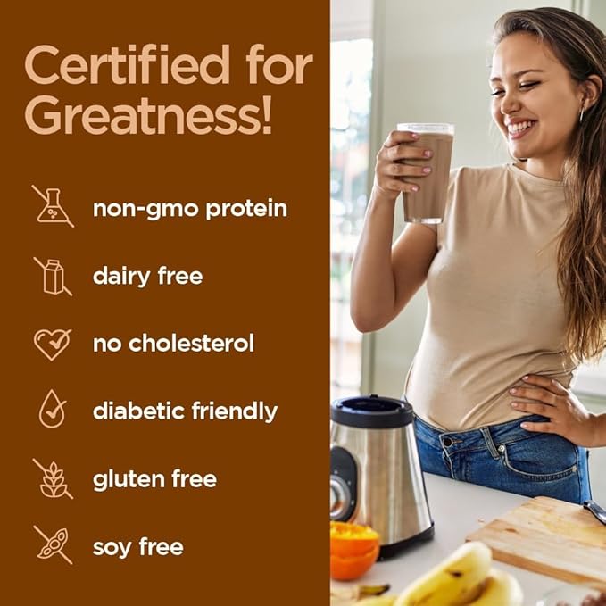 Naturade Vegansmart Plant Based Vegan Protein Powder - All-in-One Nutritional Shake Protein Blend - Gluten Free & Non-GMO - Chocolate (15 Servings) 24.3 Oz