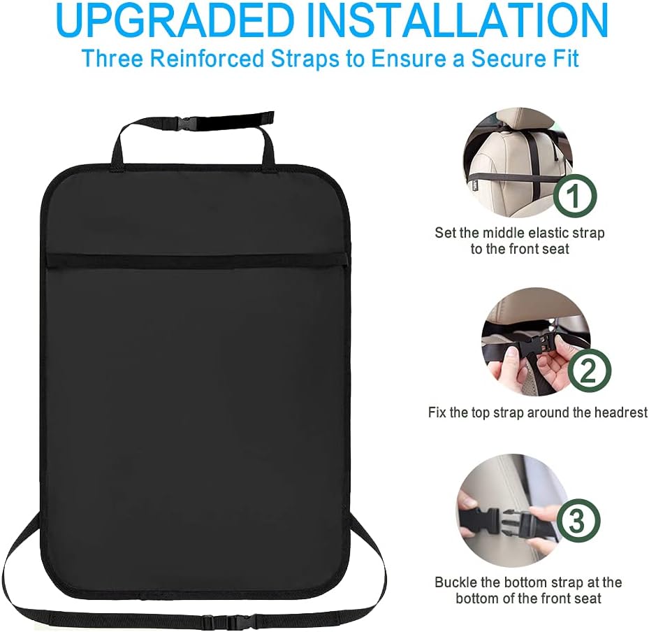 Premium Backseat Organizer for Kids 2 Pack, Heavy Duty Waterproof and Stain Resistant Kick Mats Back Seat Protector, Durable Backseat Car Organizer with Tablet Holder+Storage Pockets