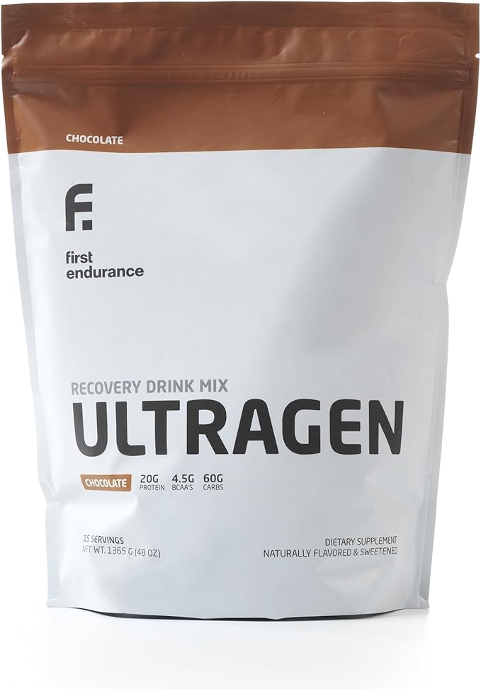 FIRST ENDURANCE Ultragen Workout Recovery Drink Powder, Protein Mix, Boosts Energy, Accelerates Recovery | Chocolate, 15 Servings-VitarraWellness