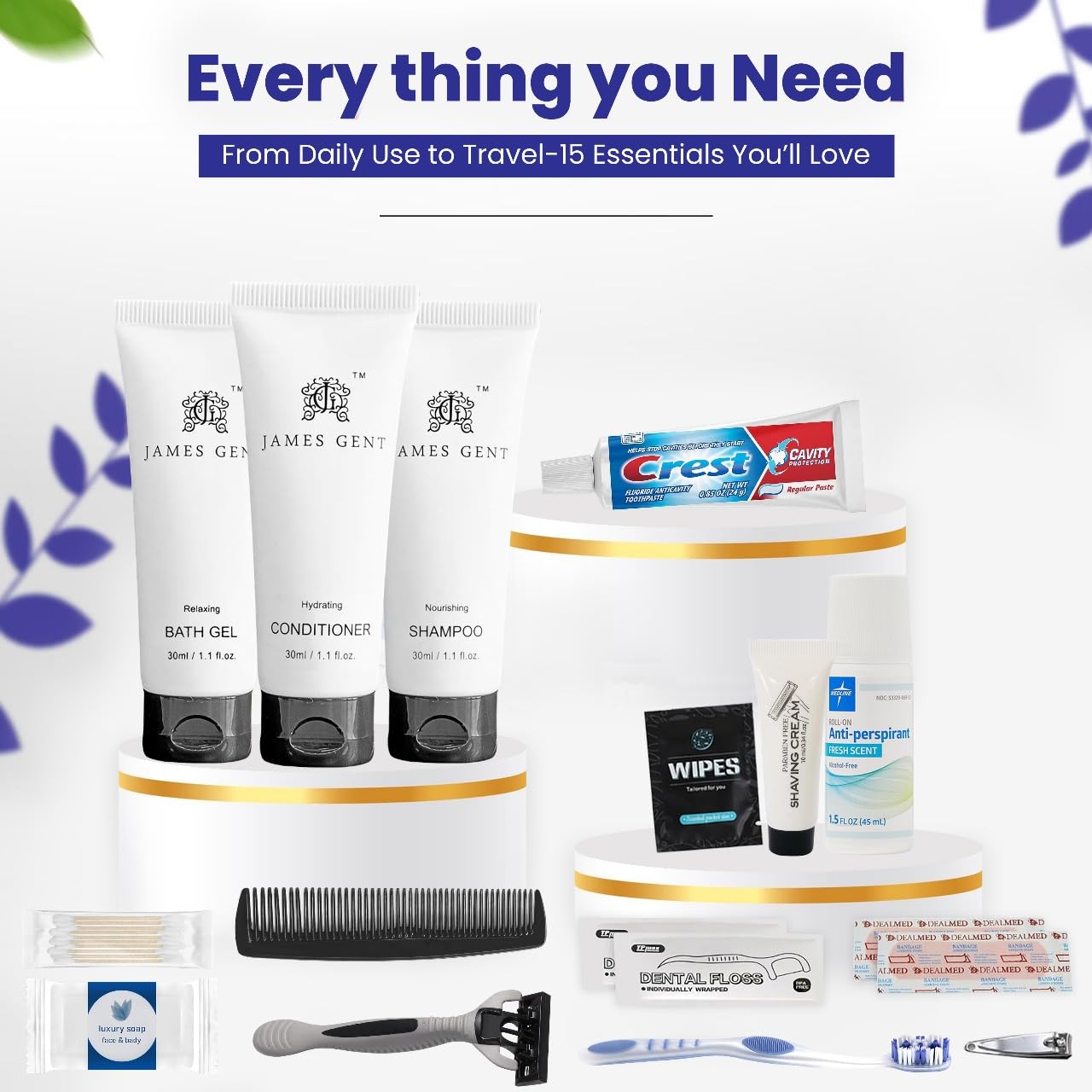 Trektote Travel Toiletry Kit For Men And Women – 20 Piece Set of Travel Size Toiletries, TSA Compliant, Includes Shampoo And Conditioner, Body Wash, Toiletry Bag & More