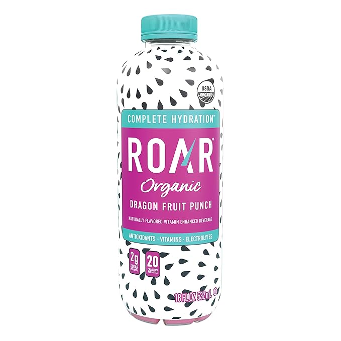 ROAR Complete Hydration Organic - Electrolyte Drinks with Vitamins C, B5, B12 – Non GMO, Gluten Free Hydrating Drinks - Dragonfruit Punch - 12 pc