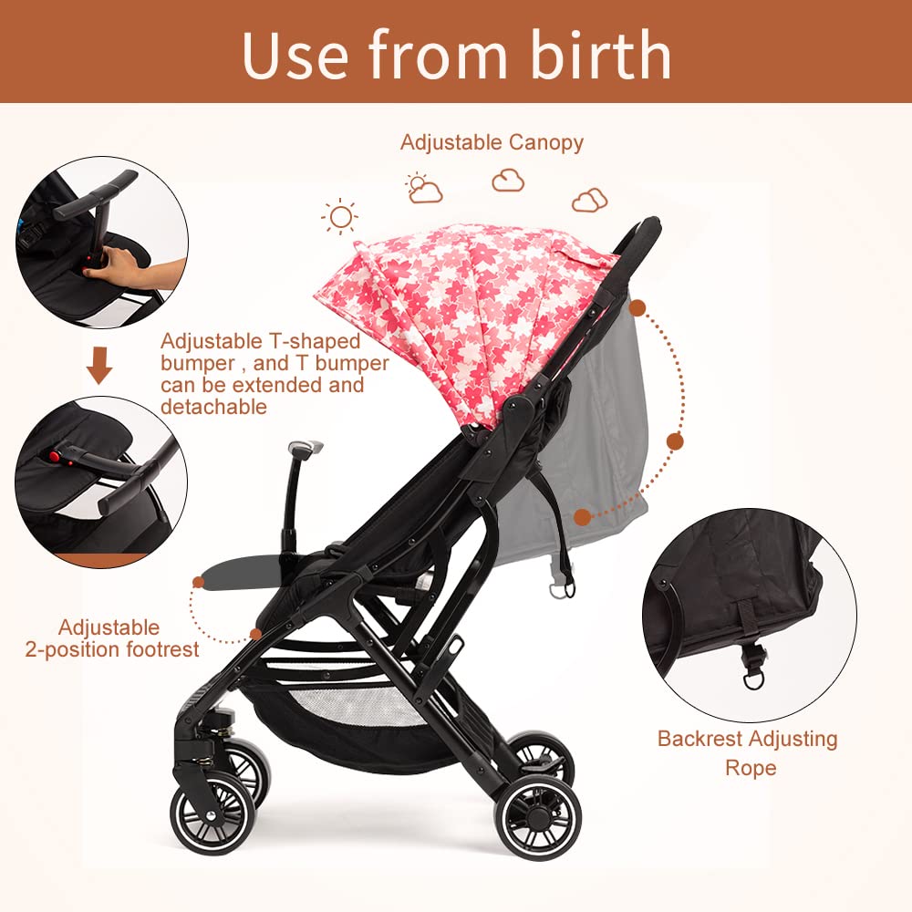 COOL KIDS Portable Stroller with Automatic Fold，Lightweight Umbrella Stroller with Pop Out Sun Canopy，Compact Stroller for Travel