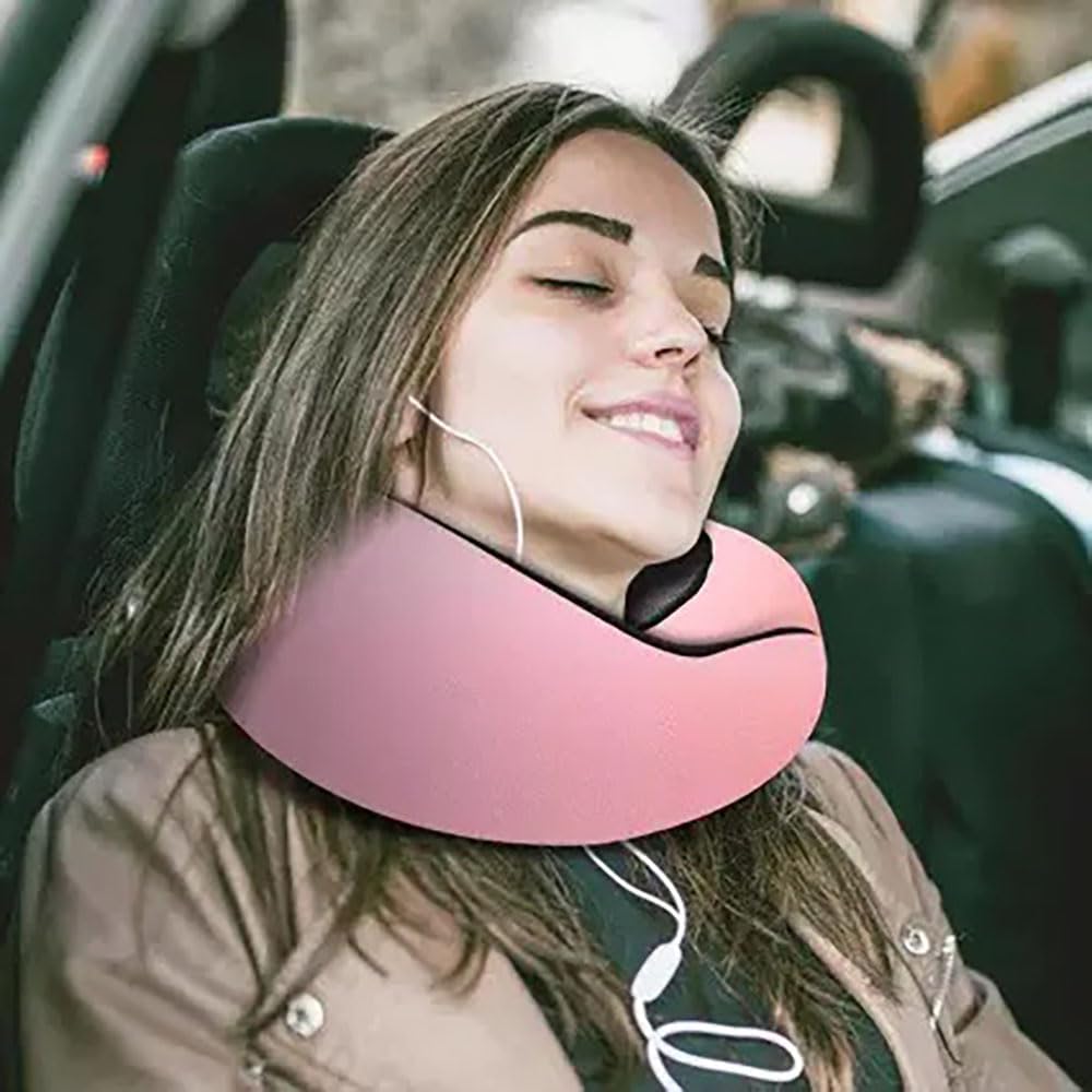Travel Pillow, Travel Neck Pillow, 360 Degree Comfort and Breathability, Airplane Travel Neck Pillow, Stowable U-Shaped Pillow (Peach)