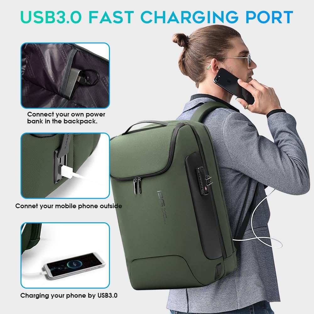 BANGE Anti-Theft Backpack,Tech Backpacks, 17 Inch Laptop Backpack with USB3.0 Charging Port, Mens Travel Backpack for Men and Women…