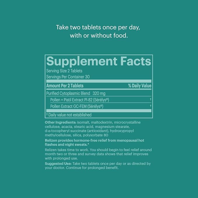 Relizen by Bonafide. Relief from Menopausal Hot Flashes & Night Sweats. — 3-Month Supply (180 Tablets)-VitarraWellness