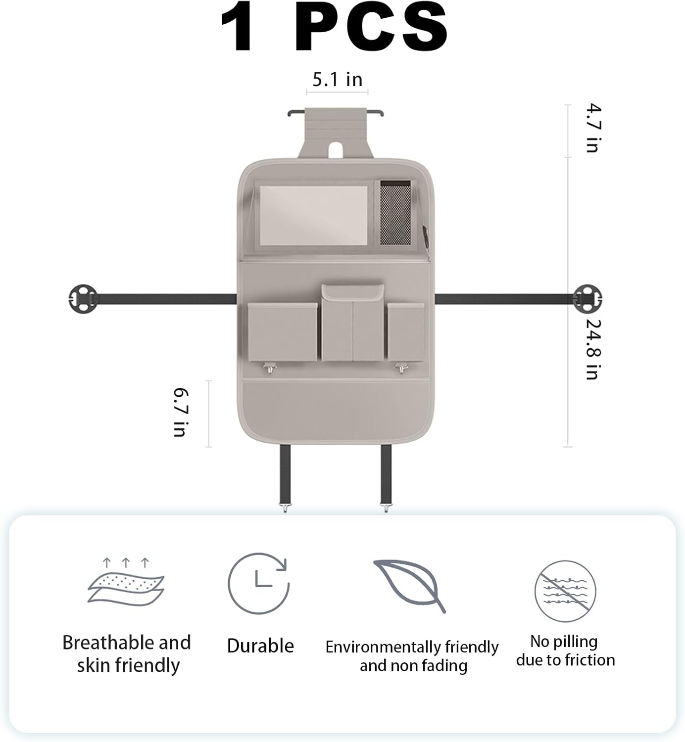 Car Seat Organizers,Multi-functional Back Seat Protectors, Storage Pouches, and Tray Holders (for Cars, Kids, Seat Back and Rear Seats) (Plain Gray, 1 Pcs)