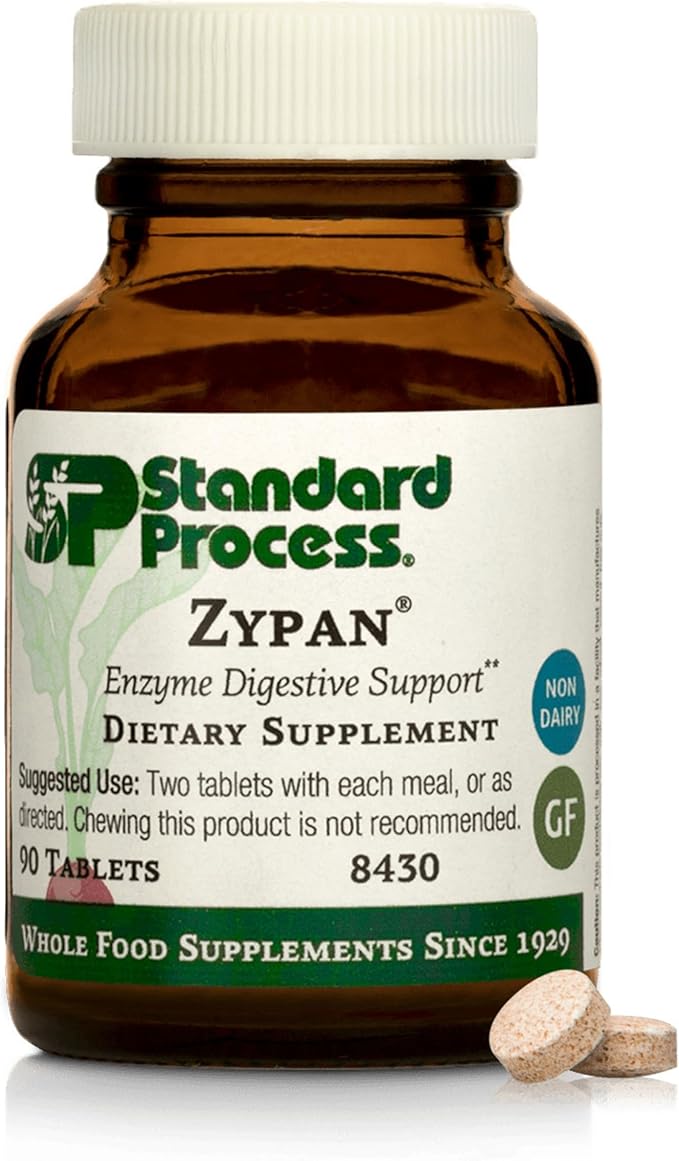 Standard Process Zypan - Digestive Health Support Supplement - HCI Supplement with Pancreatin, Betaine Hydrochloride & Pepsin - Support Macronutrient Digestion - 90 Tablets-VitarraWellness