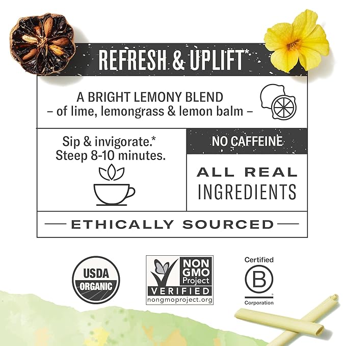 Numi Organic Tea Damiana Uplift, 48 Herbal Tea Bags for Energy and Wellness-VitarraWellness