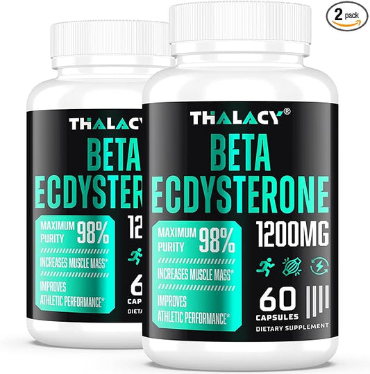 1200MG Beta Ecdysterone Supplement, 98% Maximum Purity Ecdysterone Supplements for Lean Muscle Mass, Athletic Performance & Strength, 120 Capsules