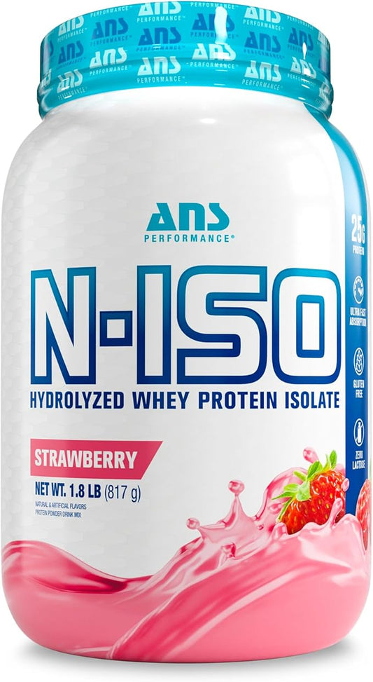 100% Pure Hydrolyzed Whey Isolate Protein + BCAAs - 25g of Protein - Peanut Free, Gluten Free, Zero Lactose (Strawberry, 1.8 lb)