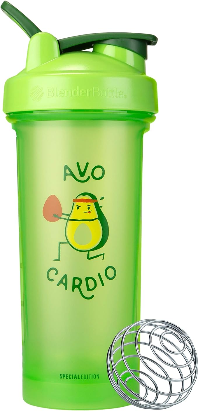 BlenderBottle Just for Fun Classic Shaker Bottle Perfect for Protein Shakes and Pre Workout, 28-Ounce, Avo Cardio