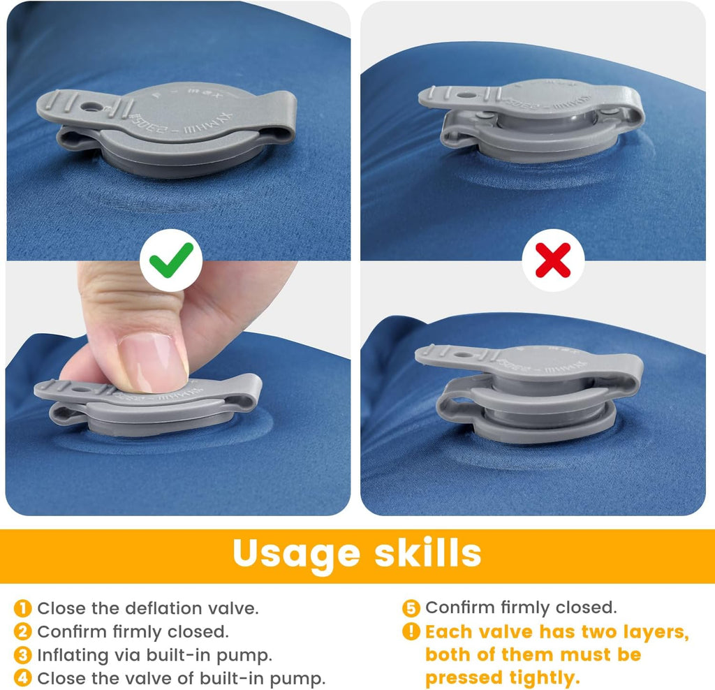 Sleeping Pad, Compact Sleeping Pad for Camping with Pillow Built-in Foot Pump, Inflatable Sleeping Mat for Travel Backpacking Hiking Sleeping Bag Tent, Outdoor Adventure Camp Gear