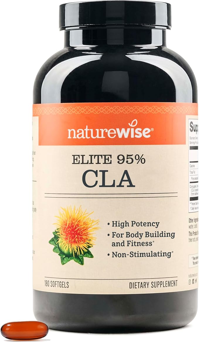 NatureWise CLA 1300 - 95% Active Conjugated Linoleic Acid for Women and Men, Not Stimulating, Supports Weight & Fitness Goals - Non-GMO, Gluten Free - 180 Softgels[2-Month Supply]-VitarraWellness