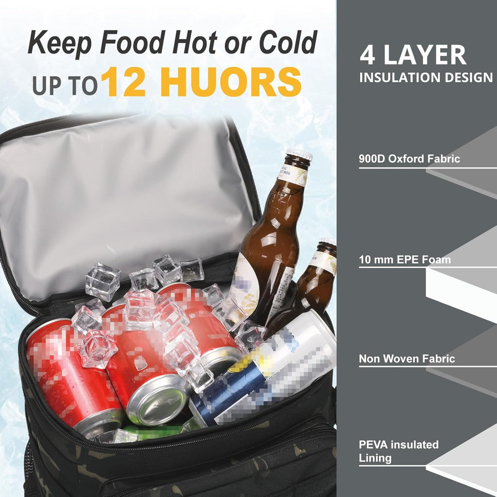 Tactical Backpack Cooler,Soft Lightweight Leakproof Cooler Backpack,Insulated Cooler Bag,Portable Soft Cooler Bag Waterproof for Beach, Travel, Camping, Picnic, Hiking