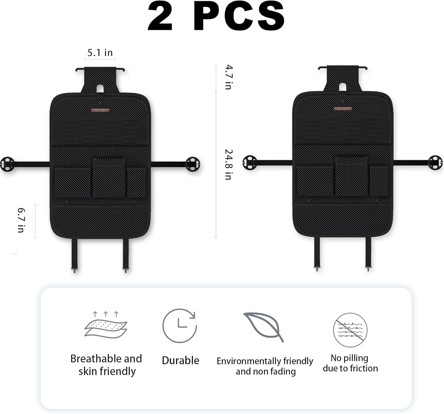 Car Seat Organizers,Multi-functional Back Seat Protectors, Storage Pouches, and Tray Holders (for Cars, Kids, Seat Back and Rear Seats) (Carbon Fiber, 2 Pcs)