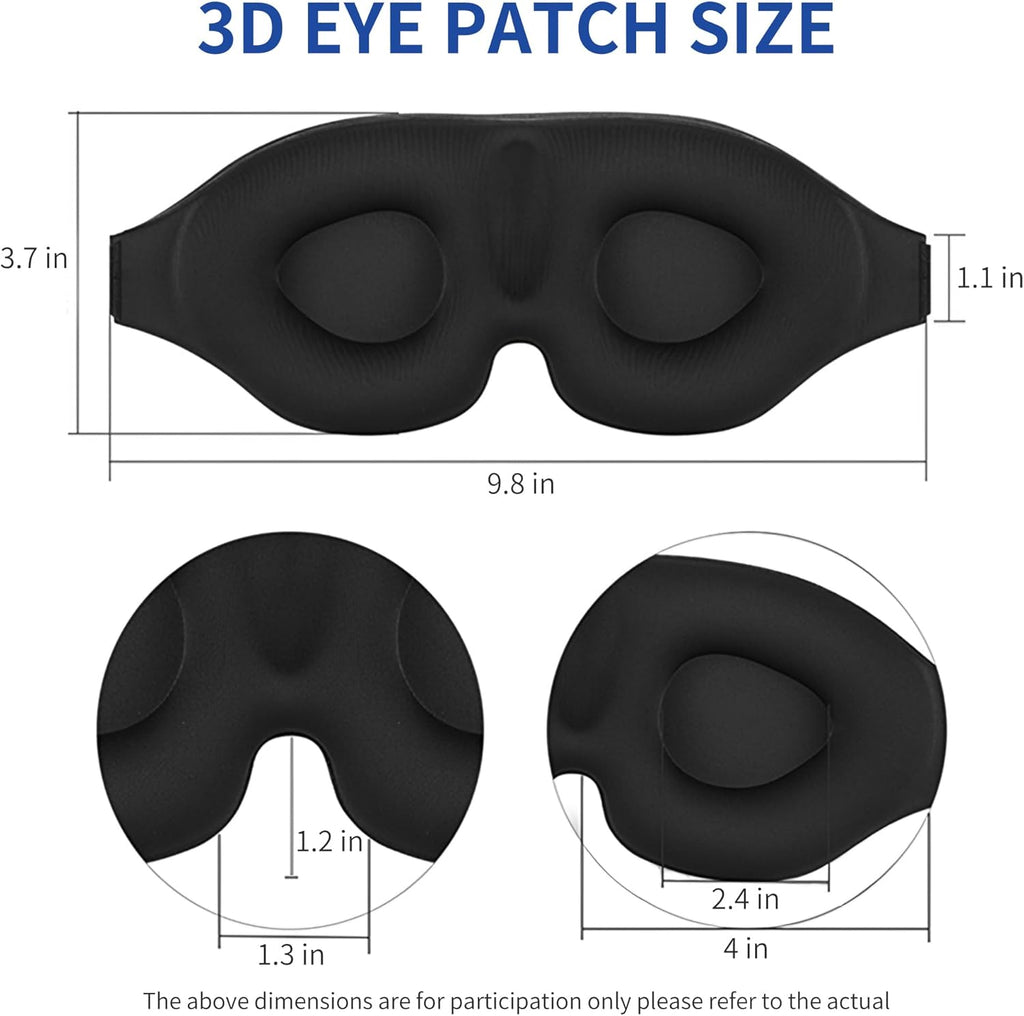 Sleep Eye Mask, 3D Eyes Mask for Sleeping, Contoured Cup Night Blindfold Eye Mask with Adjustable Strap