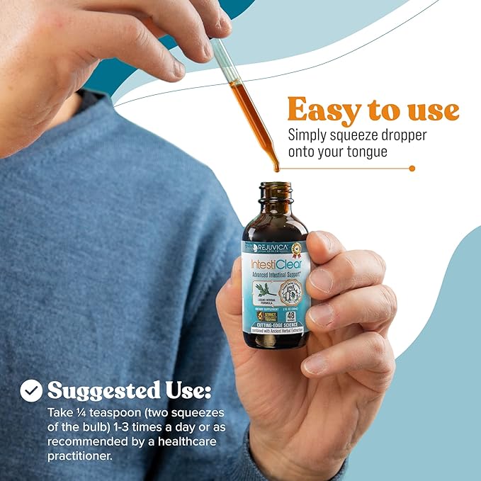 IntestiClear - Advanced Intestinal Cleanse Support for Humans - All-Herbal Liquid Formula for Fast Absorption - Bonus Liver Support - Wormwood, Black Walnut, Ginger and More