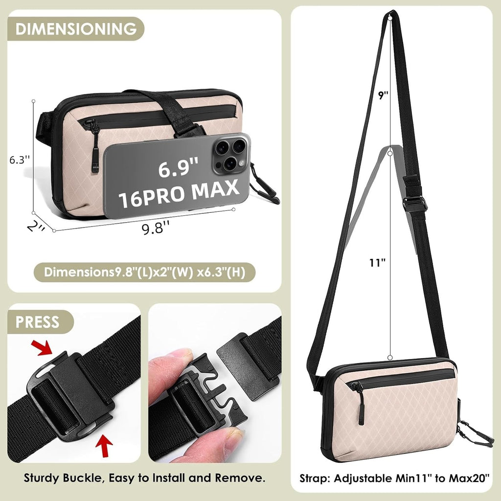 Electronics Organizer Tech Travel Pouch – Waterproof Nylon Diamond Quilted & 900D Travel Case Cable Bag for Cords Chargers