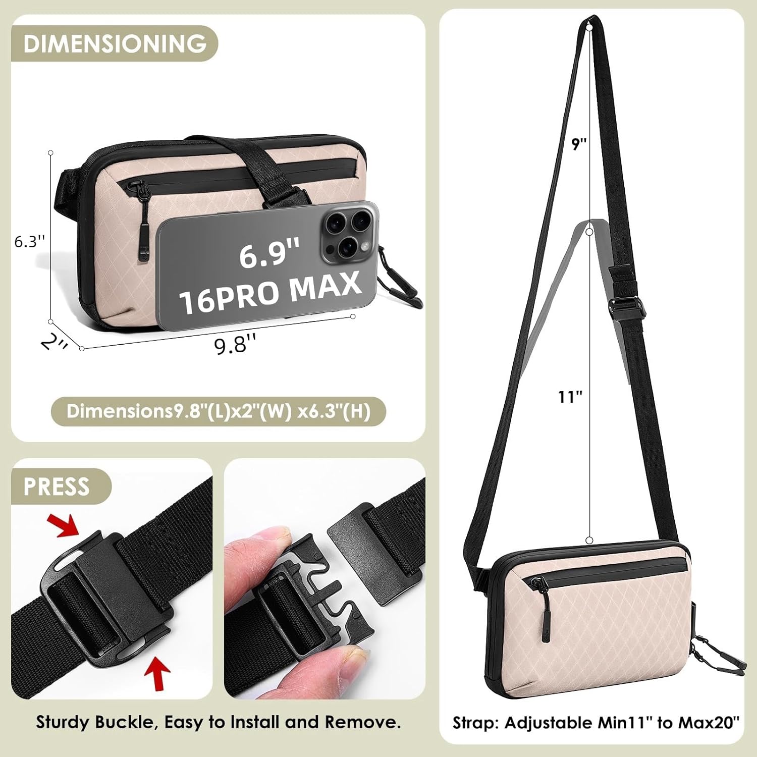 Electronics Organizer Tech Travel Pouch – Waterproof Nylon Diamond Quilted & 900D Travel Case Cable Bag for Cords Chargers