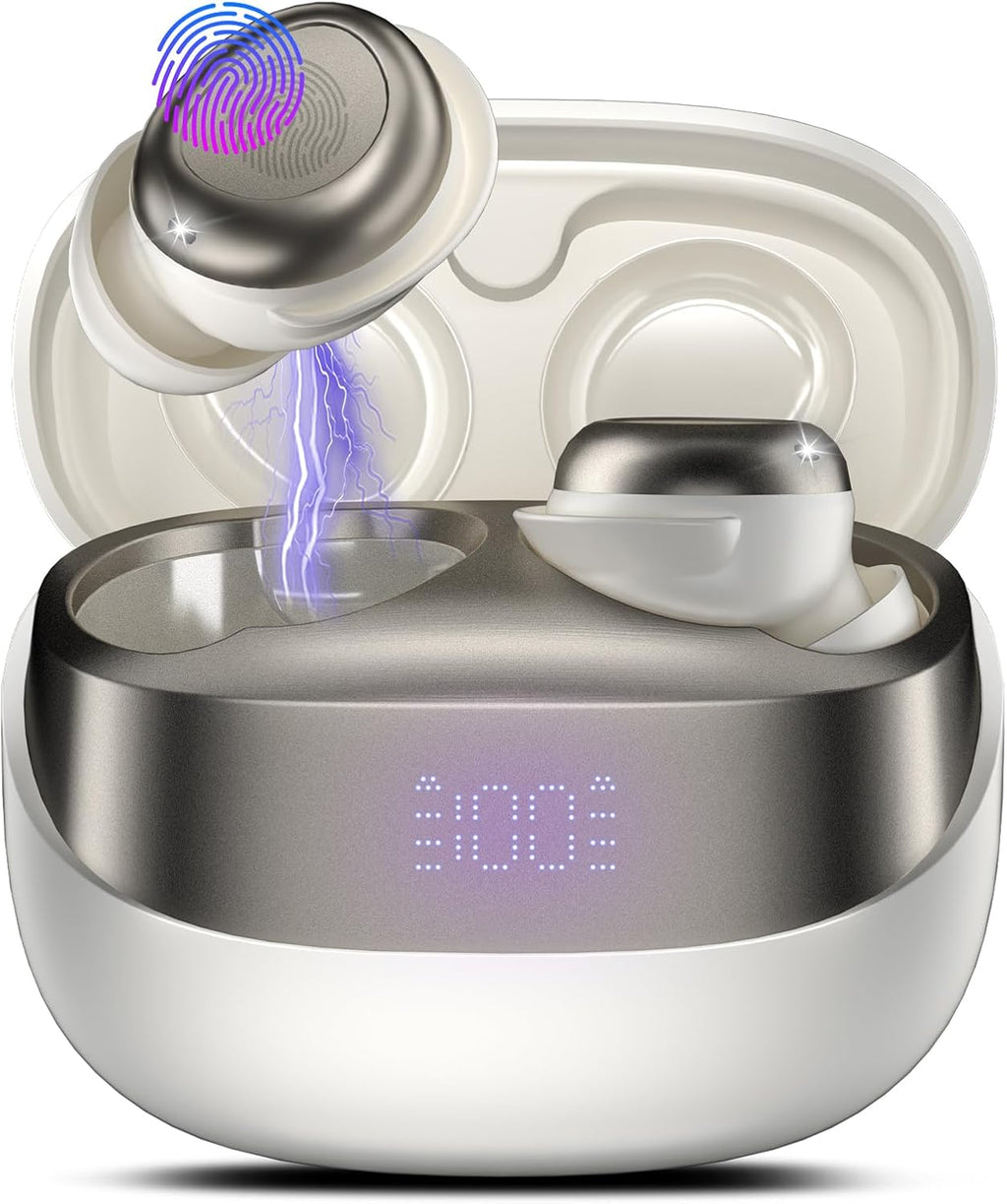 Sleep Earbuds Bluetooth 5.4 in Ear Light-Weight Headphones, Mini Sleep Headphones Small Design for Side Sleepers, 47H Playtime with Charging Case, Clear Calls Earphones, Cream White