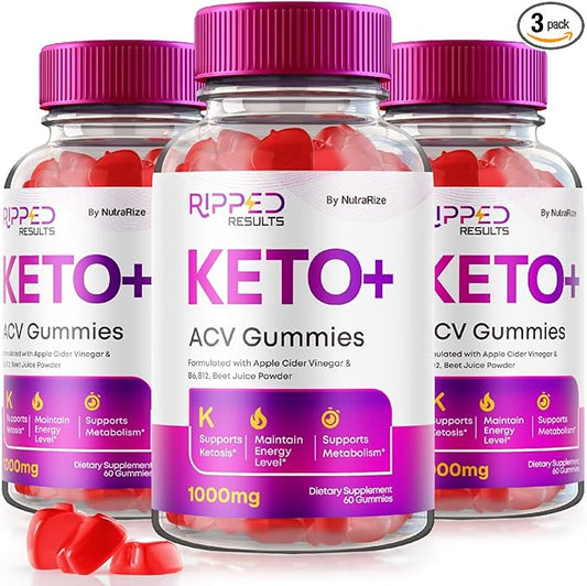 (3 Pack) Ripped Results Keto ACV Gummies Advanced Weight Loss, Ripped Results Keto, Ripped Keto Plus ACV Gummies, Ripped Results Keto + ACV, RippedResults Reviews (180 Gummies)