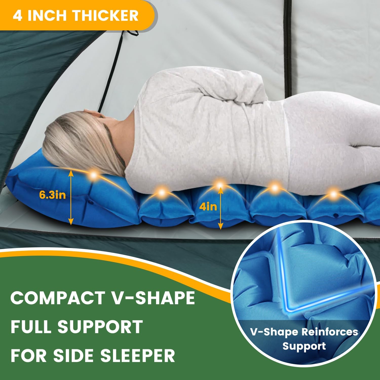 Sleeping Pad, Compact Sleeping Pad for Camping with Pillow Built-in Foot Pump, Inflatable Sleeping Mat for Travel Backpacking Hiking Sleeping Bag Tent, Outdoor Adventure Camp Gear