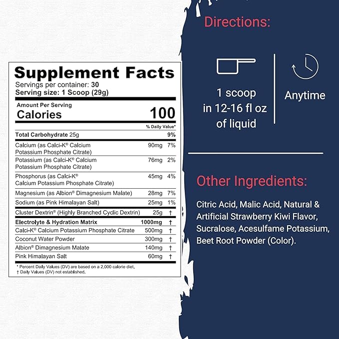 Gaspari Nutrition Glycofuse: Performance and Recovery Carbohydrate, 25g Cluster Dextrin and 1g Electrolyte and Hydration Matrix (Strawberry Kiwi, 30 Servings)