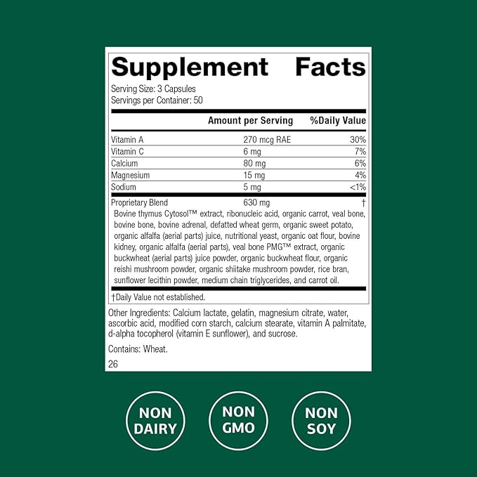 Standard Process Inc. Congaplex - Thymus Gland Support Supplement - Immune Health with Calcium Lactate, Magnesium, Vitamin C & Vitamin A - Immune System Aid with Mushroom Powder - 150 Capsules