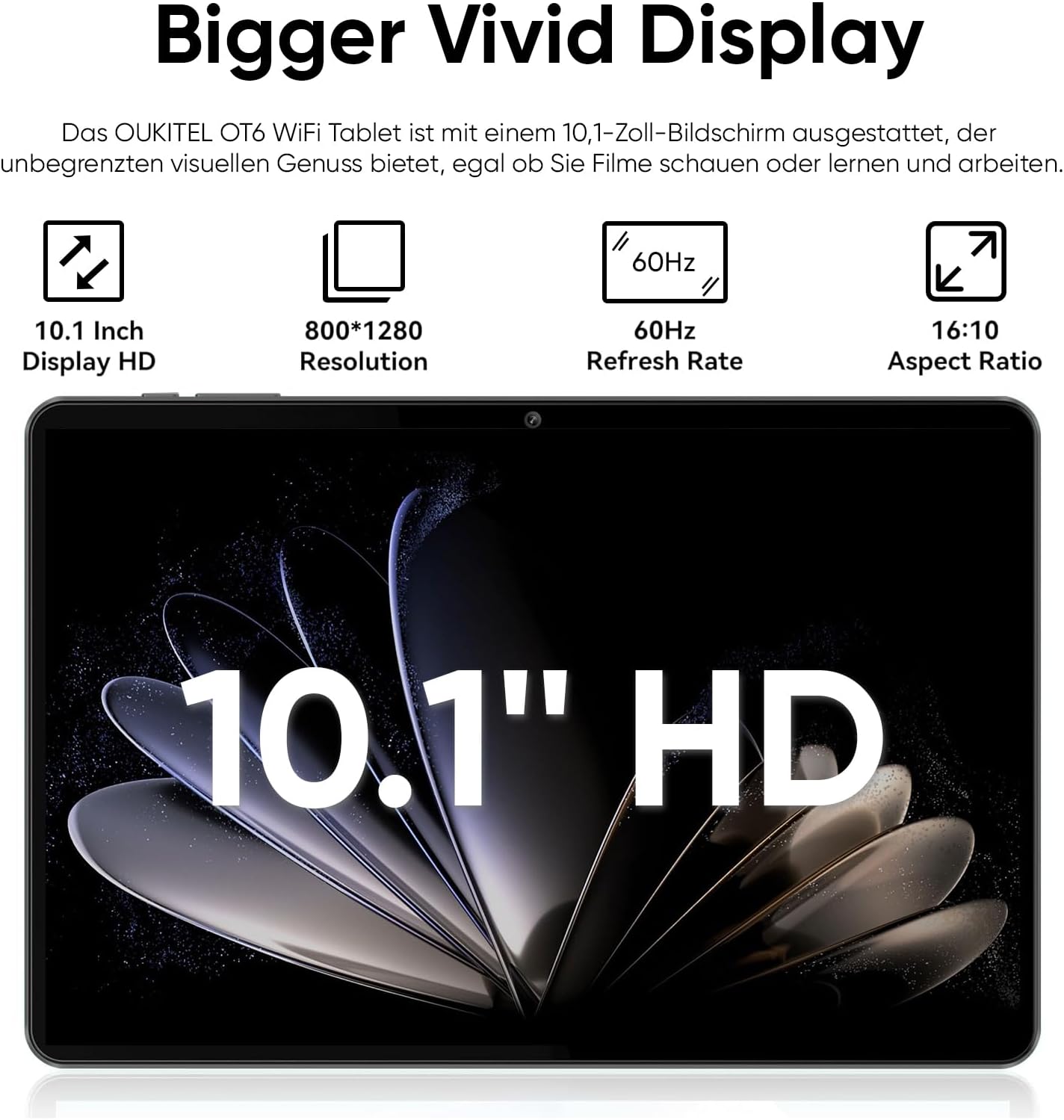 Tablet 10 Inch Android Tablets | with 10GB RAM + 64GB ROM (1TB Expand) | Octa-Core | 1280x800 IPS HD Touchscreen | Dual Camera | 6000mAh. Tablet with Keyboard (Black)