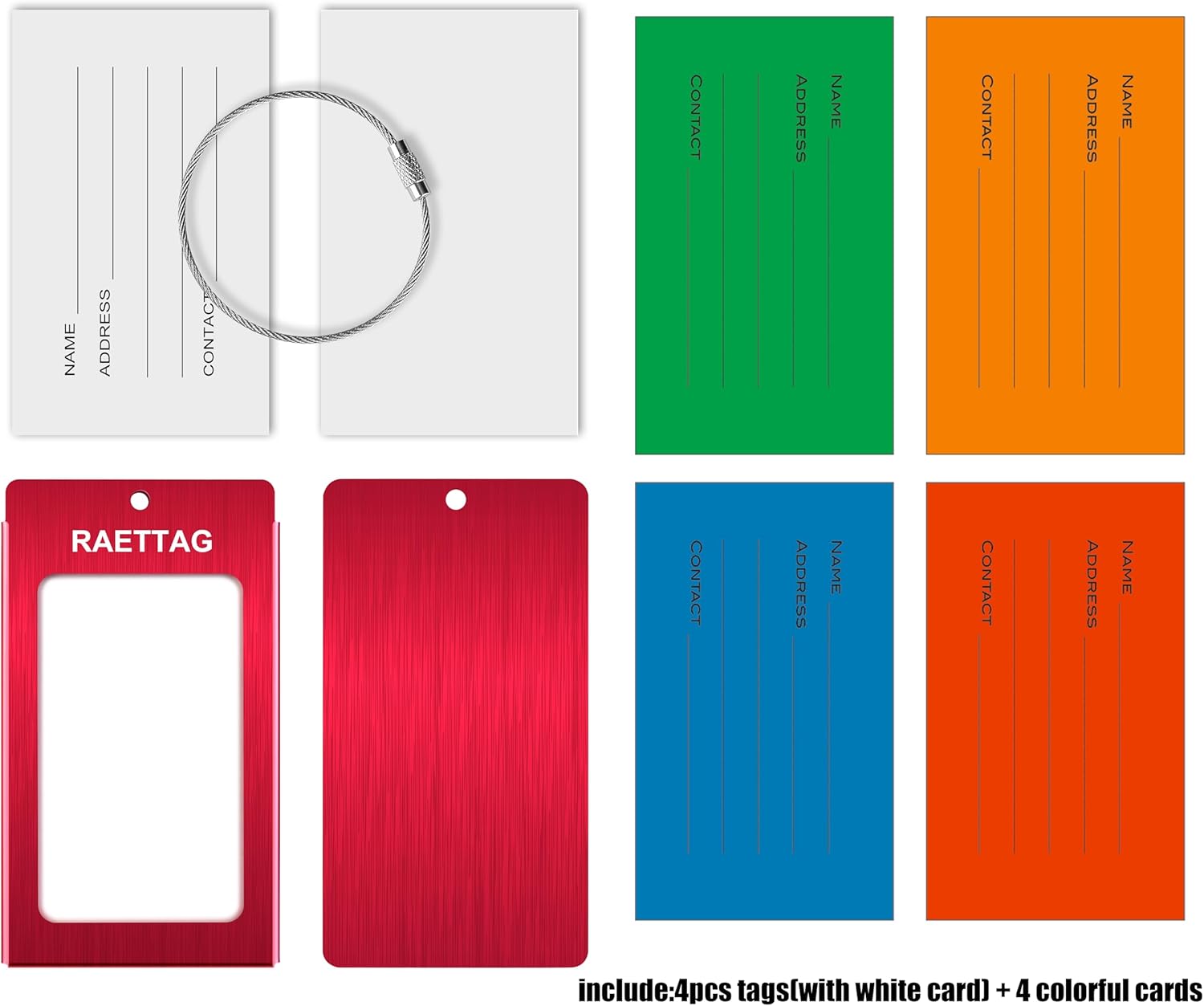 Luggage Tags Metal Suitcase Tags Travel Bag ID Identifier Luggage Tag (Red 4Pack)