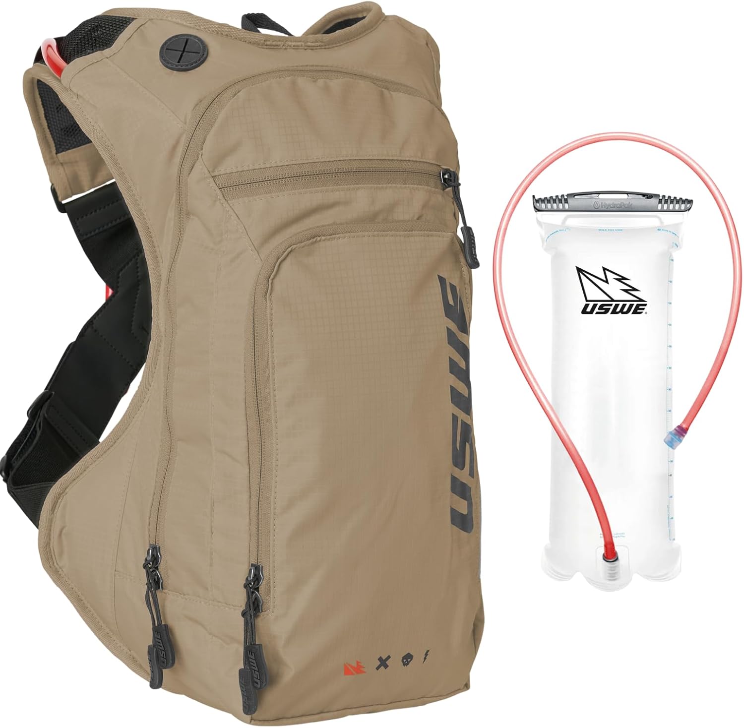 USWE Outlander Moto Hydration Pack, Running, Hiking Hydration Backpack with Water Bladder, Hydropack for Men and Women, Backpack Gear and Equipment for Cycling, MTB