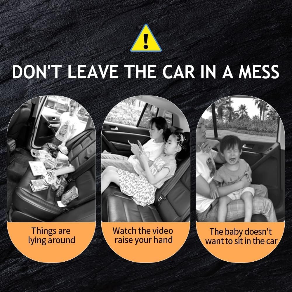 Leather Car Backseat Organizer with Tablet Holder - 9 Large Storage Pockets, Foldable Food Tray & Anti-Scratch Kick Mats - Universal Car Seat Protector for Kids, Pets & Travel Accessories 1 Pack