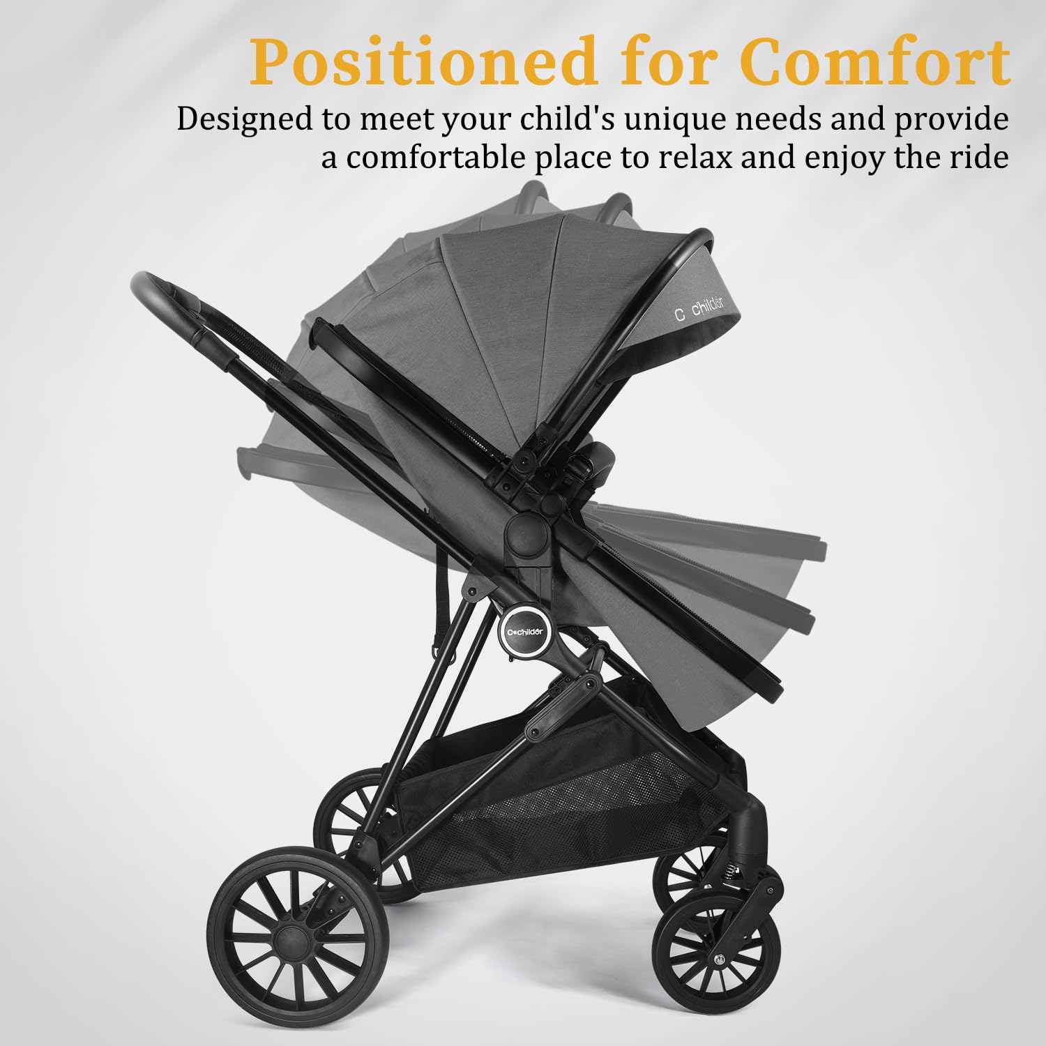 Lite 2.0 Baby Stroller with Newborn Mode, 2-in-1 Foldable Infant Stroller with Reversible Seat and UPF 50+ Canopy