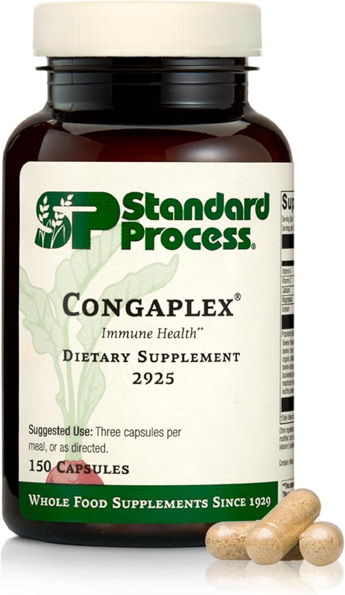 Standard Process Inc. Congaplex - Thymus Gland Support Supplement - Immune Health with Calcium Lactate, Magnesium, Vitamin C & Vitamin A - Immune System Aid with Mushroom Powder - 150 Capsules