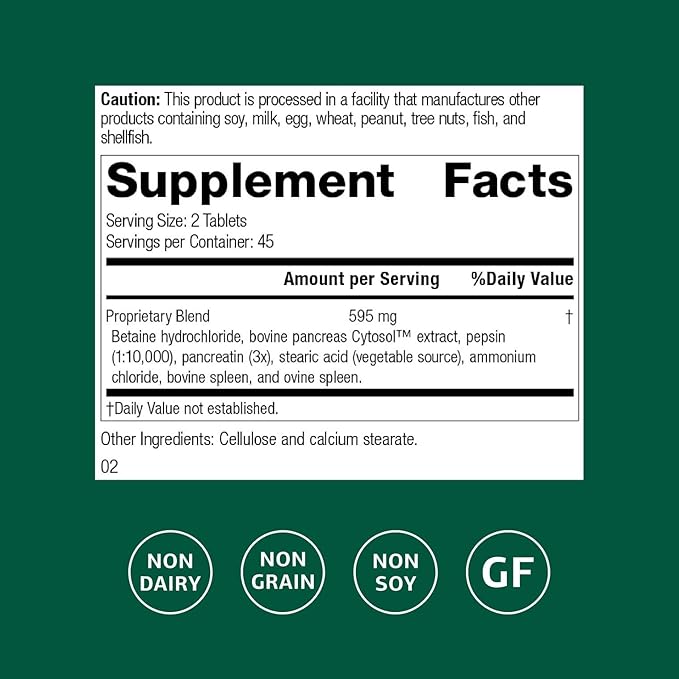 Standard Process Zypan - Digestive Health Support Supplement - HCI Supplement with Pancreatin, Betaine Hydrochloride & Pepsin - Support Macronutrient Digestion - 90 Tablets-VitarraWellness