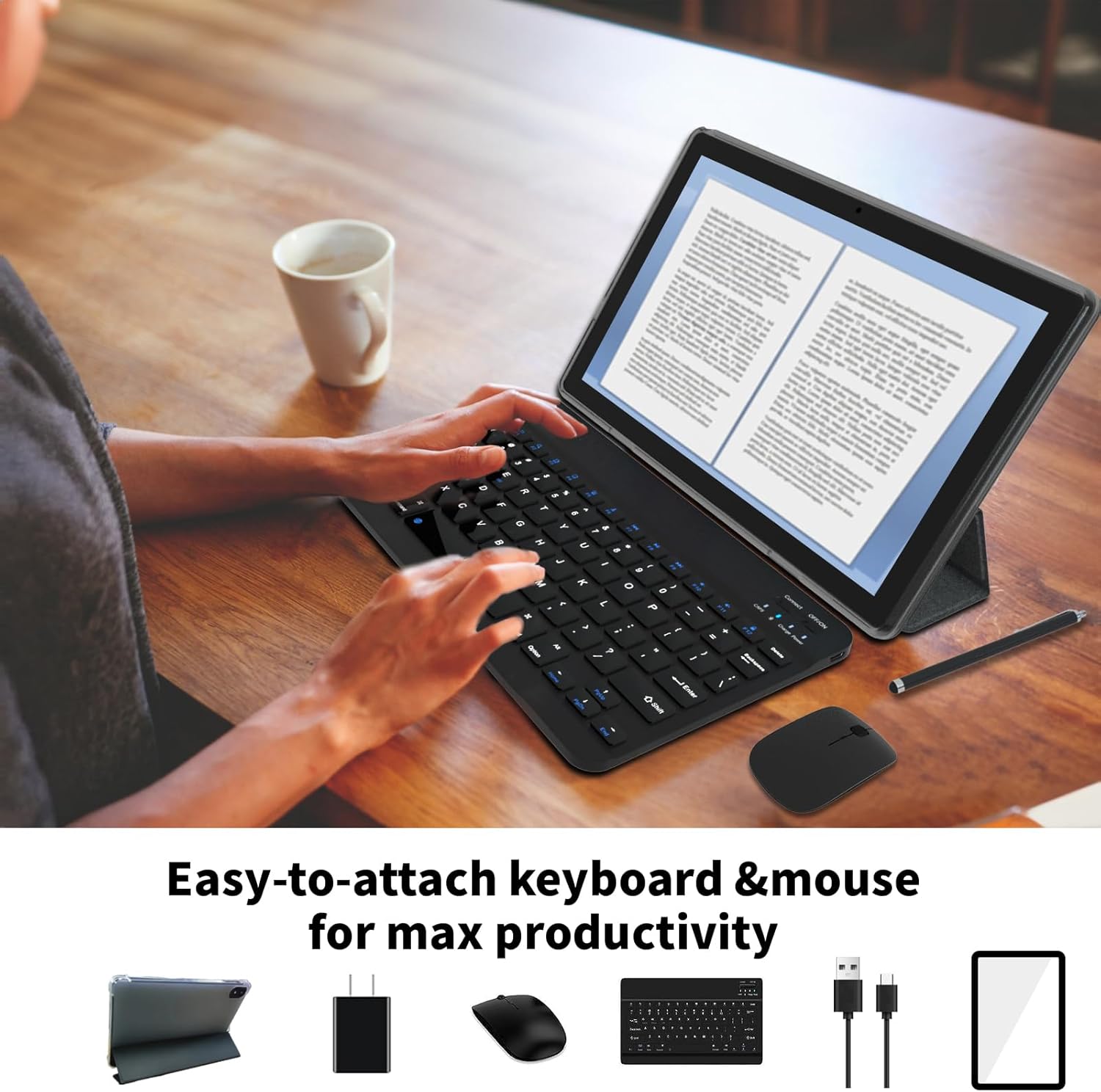 Android 15 Tablet, 12GB+128GB +1TB Expand, Face Unlock, 8000mAh Big Battery+18W Fast Charging, Dual Stereo Speakers, Octa-core CPU, WiFi6, BT5.0,Touchscreen Display, 11inch 2in1 Tablet PC Tableta