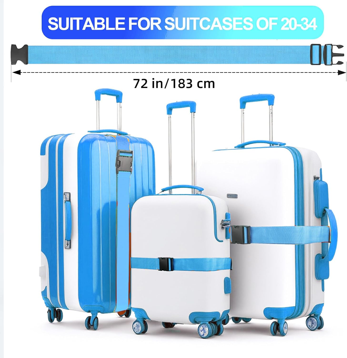 Luggage Straps for Suitcases TSA Approved, Travel Belt Suitcase Belt, Suitcase Straps TSA Approved, Luggage Belt Strap TSA Approved, Travel Straps for Luggage, Luggage Band Bag Straps, Blue