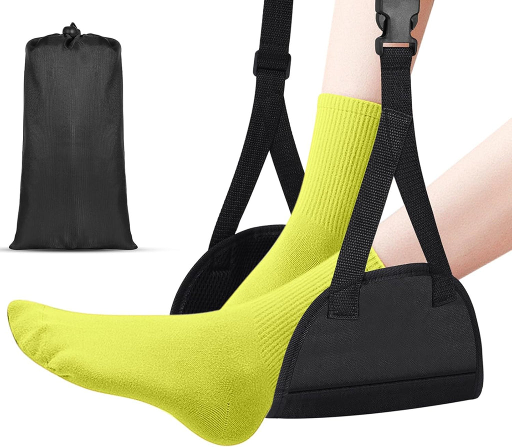 Airplane Footrest Hammock, Foot Hammock for Plane Travel, Portable Height Adjustable Travel Footrest Hammock Accessories, Lightweight Foot Hammock Suitable for Offices, Cars, and Airplanes