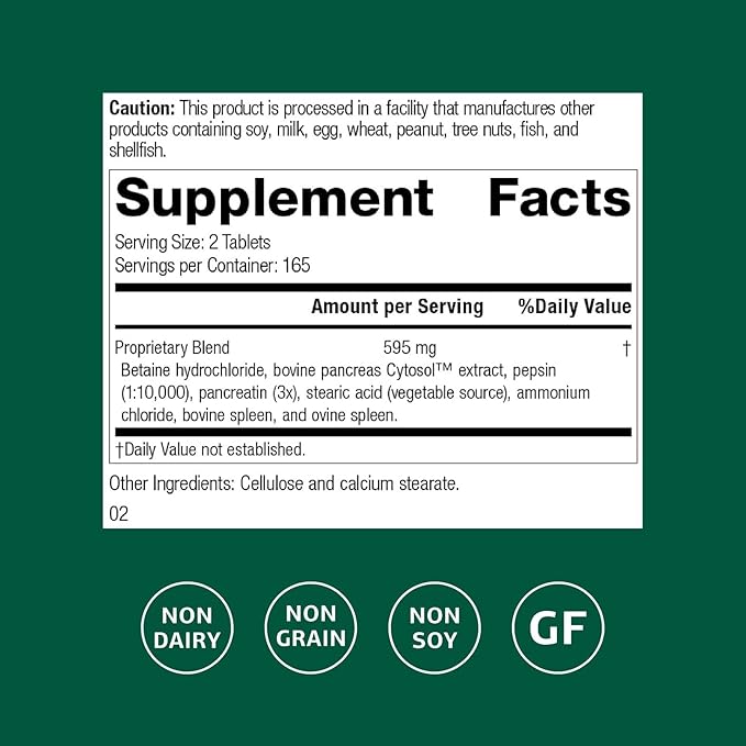 Standard Process Inc. Zypan - Digestive Health Support Supplement - HCI Supplement with Pancreatin, Betaine Hydrochloride & Pepsin - Support Macronutrient Digestion - 330 Tablets-VitarraWellness