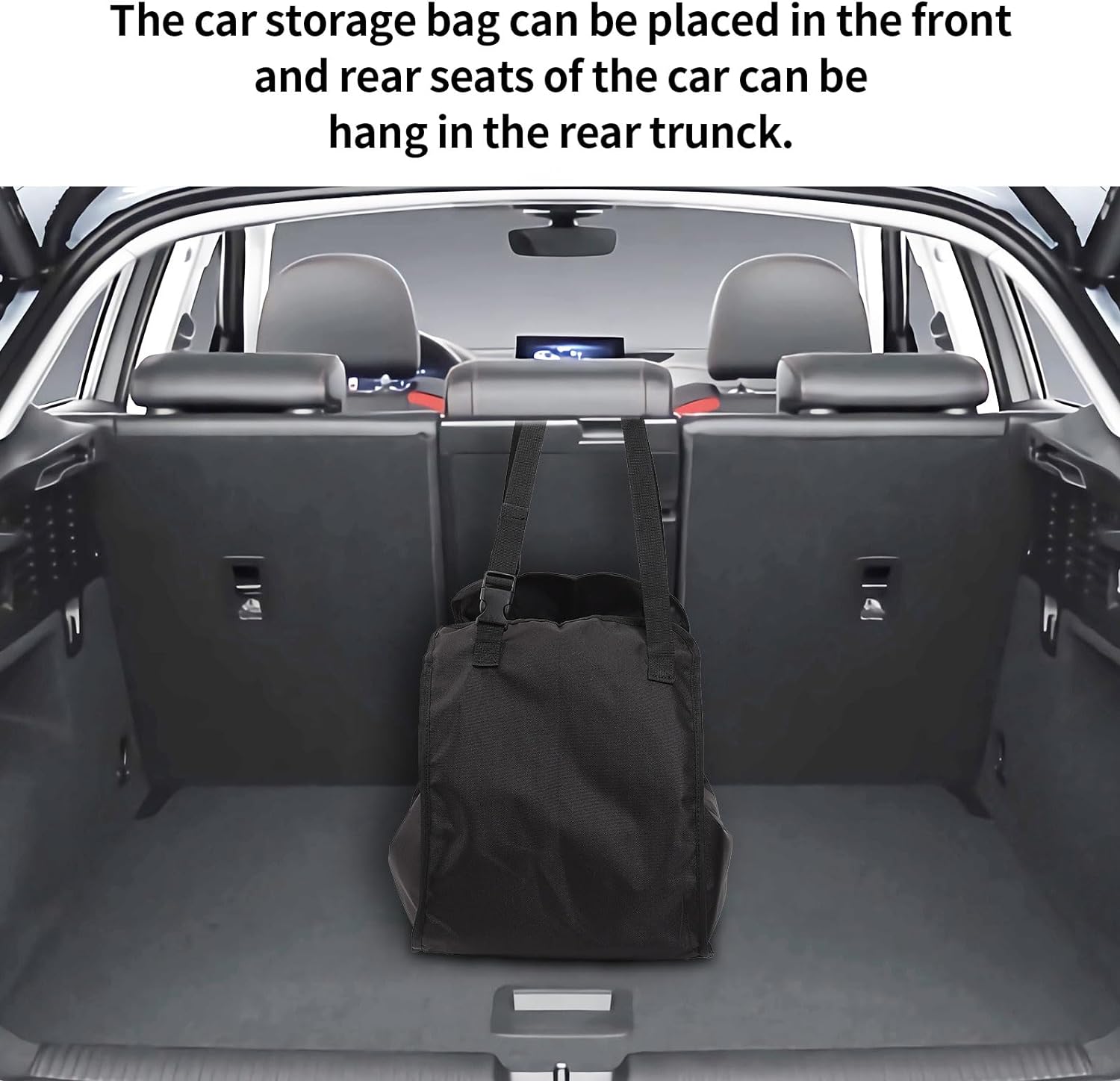 Car Seat Organizer - Large Capacity Passenger Seat Storage Travel Bag, Portable, Foldable and Collapsible Miscellaneous Car Hanging Bag, Shopping Shoulder Bag, Reusable Tote with Drawstrings