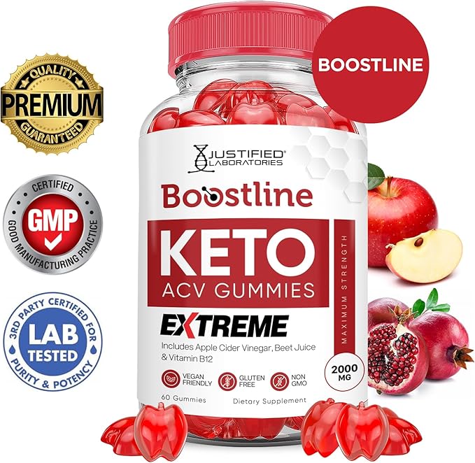 (5 Pack) Boostline Keto ACV Gummies Extreme 2000MG Boost Line Keto Gummies Apple Cider Vinegar Formulated with Pomegranate Beet Juice Powder B12 Vegan Non GMO 300 Gummys