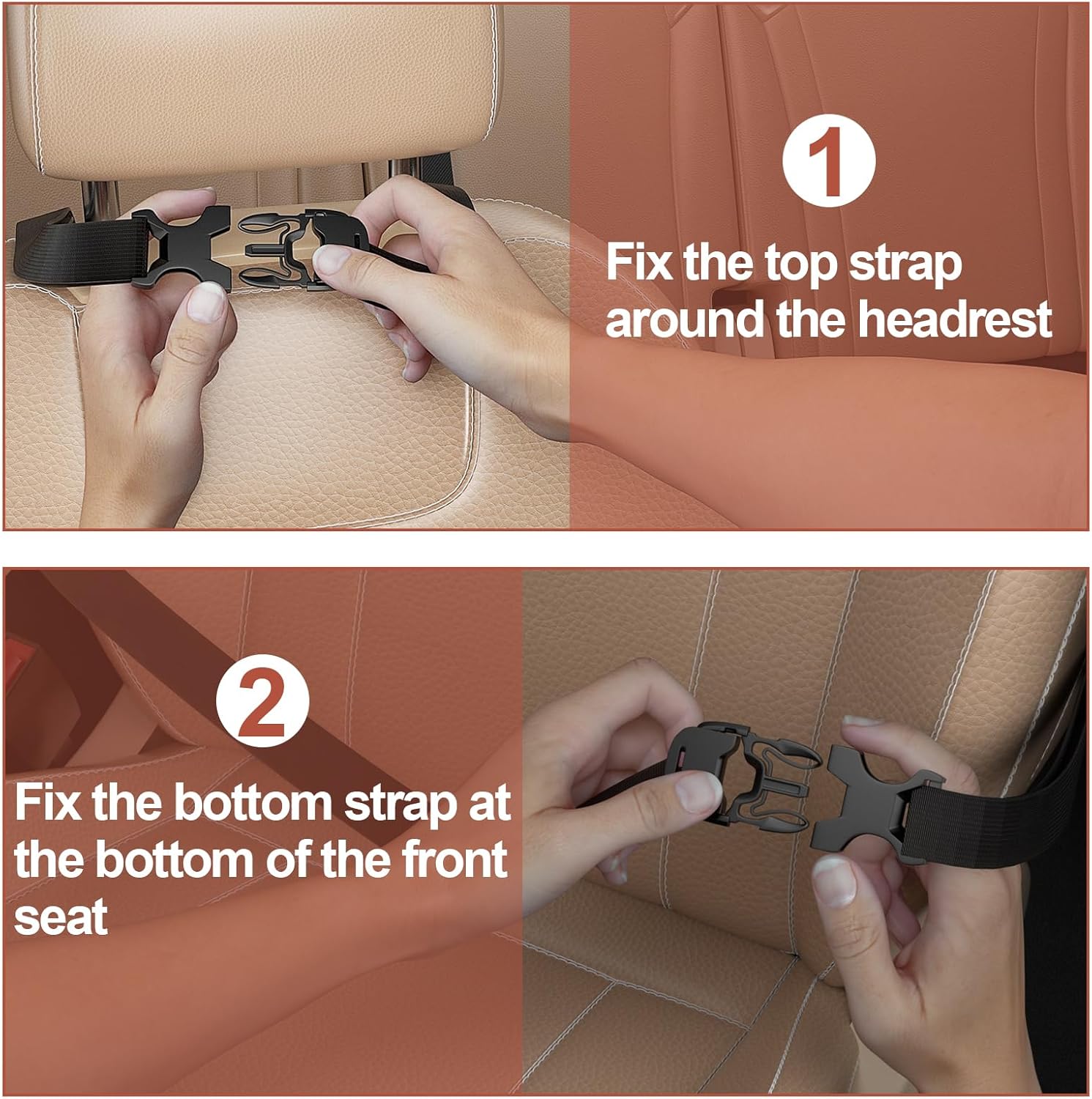 Backseat Car Organizer with Touch Screen,Kick Mats Back Seat Protector with 10 Storage Pockets,Car Seat Back Organizers Storage for Snacks Drinks Toy Umbrellas for Kids Road Trip