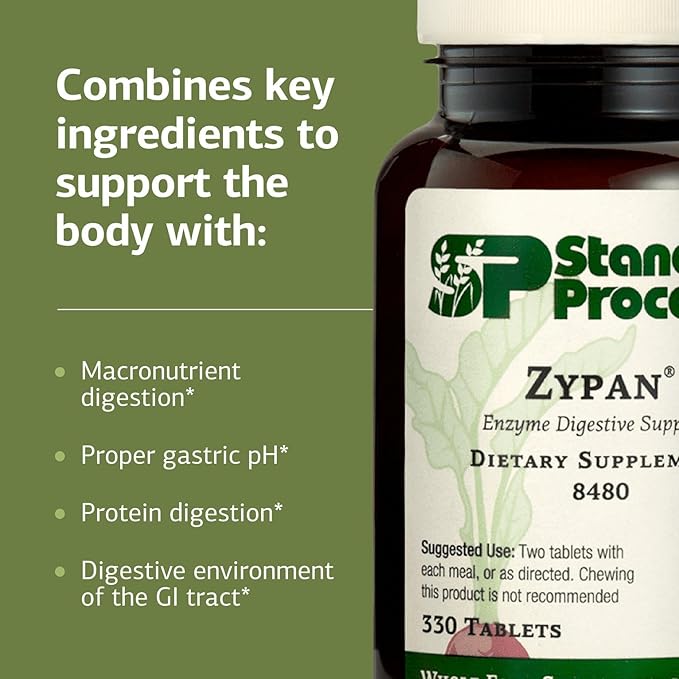 Standard Process Inc. Zypan - Digestive Health Support Supplement - HCI Supplement with Pancreatin, Betaine Hydrochloride & Pepsin - Support Macronutrient Digestion - 330 Tablets-VitarraWellness