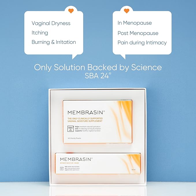 Membrasin Starter Pack: Vitality Pearls & Intimate Moisture Cream | 30-Day Supply | Estrogen-Free Menopause Support for Women | Natural Lubrication, Healthy pH, & Dryness, Itching, & Burning Relief-VitarraWellness
