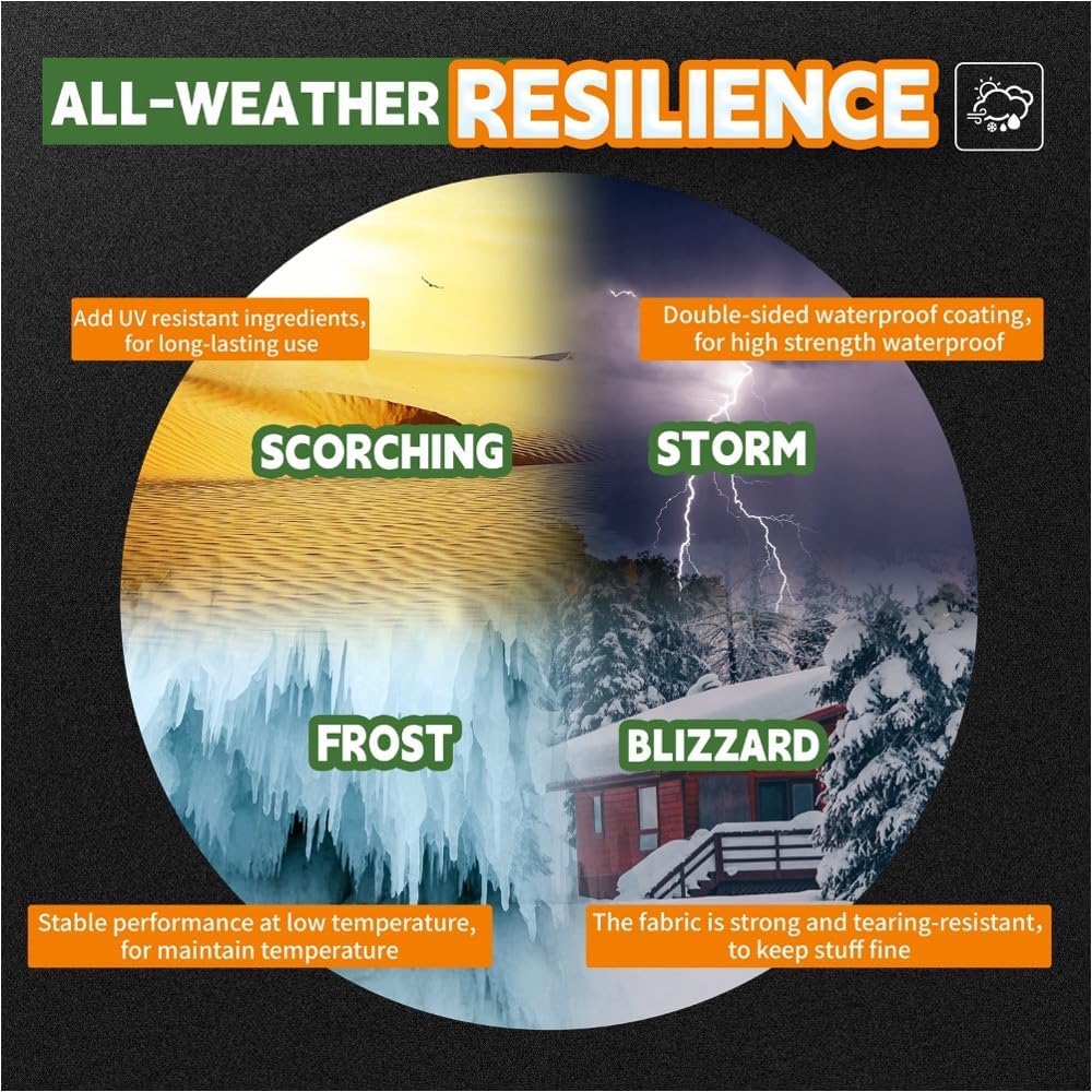 RAINDEWAY Small Tarps Heavy Duty Waterproof 4x10 Feet, 10Mil Multipurpose Poly Mini Tarp Cover with Metal Grommets, Camping Tarpaulin Silver/Brown Tarp Finished Size